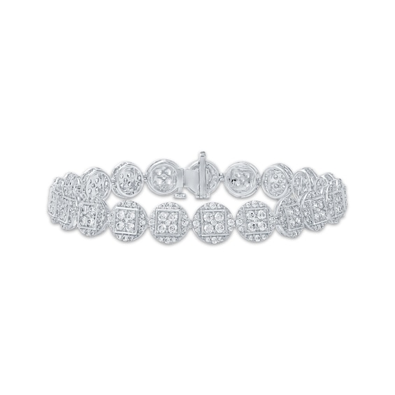 Multi-Diamond Circle Link Bracelet 5 ct tw 10K White Gold 7"