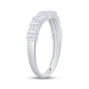 Thumbnail Image 2 of Now + Forever Baguette & Round-Cut Diamond Contour Anniversary Ring 1/3 ct tw 10K White Gold