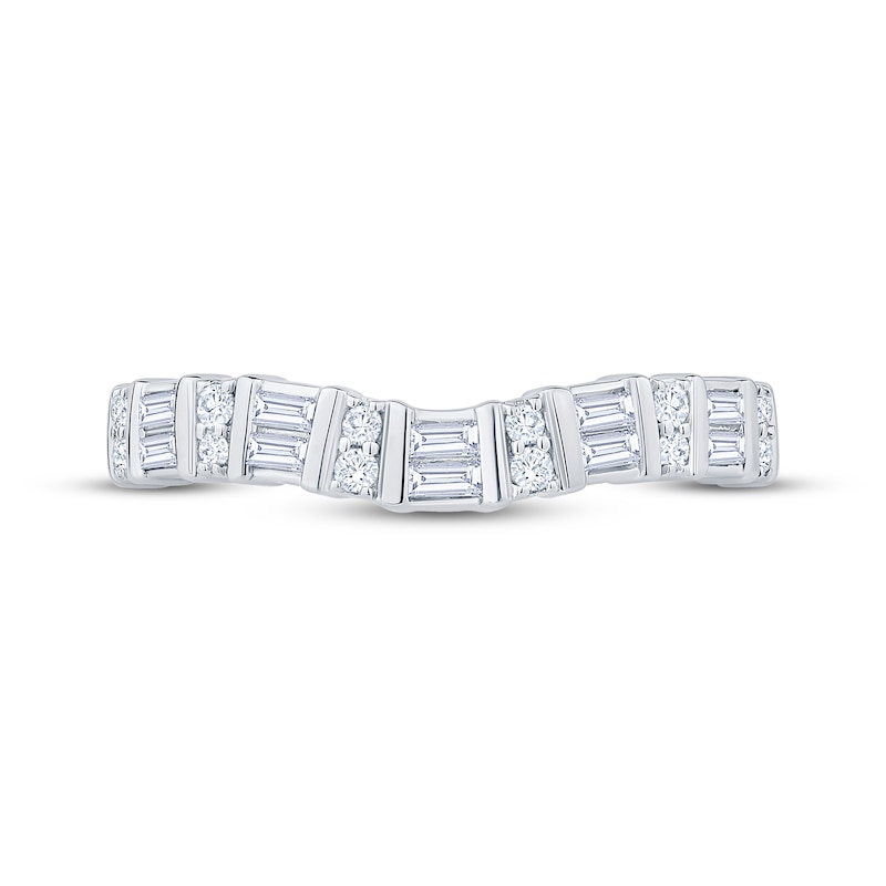 Main Image 3 of Now + Forever Baguette & Round-Cut Diamond Contour Anniversary Ring 1/3 ct tw 10K White Gold