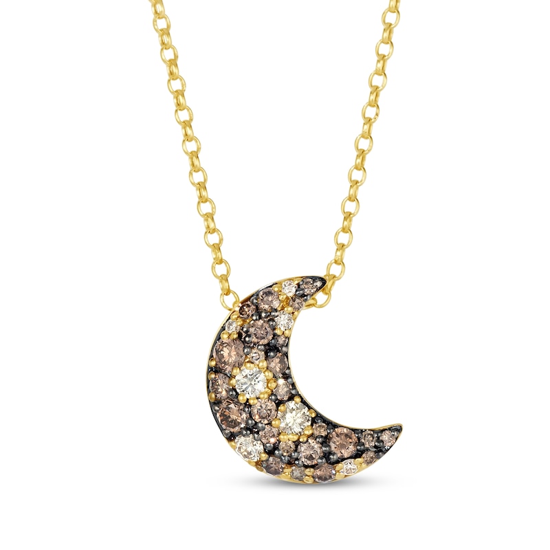 Main Image 1 of Le Vian Diamond Crescent Moon Necklace 5/8 ct tw 14K Honey Gold 19"