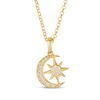 Thumbnail Image 1 of Le Vian Diamond Moon & Star Necklace 1/8 ct tw 14K Honey Gold 19&quot;