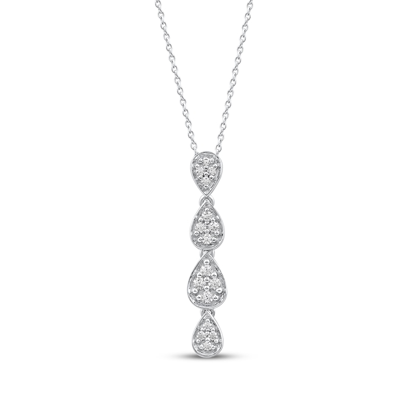 Main Image 1 of Multi-Diamond Teardrop Necklace 1/5 ct tw 10K White Gold 18"