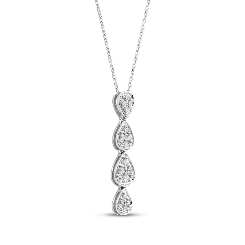 Main Image 2 of Multi-Diamond Teardrop Necklace 1/5 ct tw 10K White Gold 18"