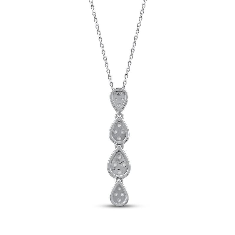 Main Image 3 of Multi-Diamond Teardrop Necklace 1/5 ct tw 10K White Gold 18"