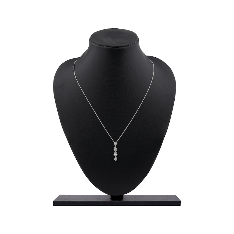 Main Image 5 of Multi-Diamond Teardrop Necklace 1/5 ct tw 10K White Gold 18"