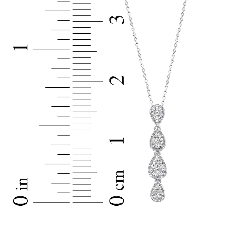 Main Image 7 of Multi-Diamond Teardrop Necklace 1/5 ct tw 10K White Gold 18"