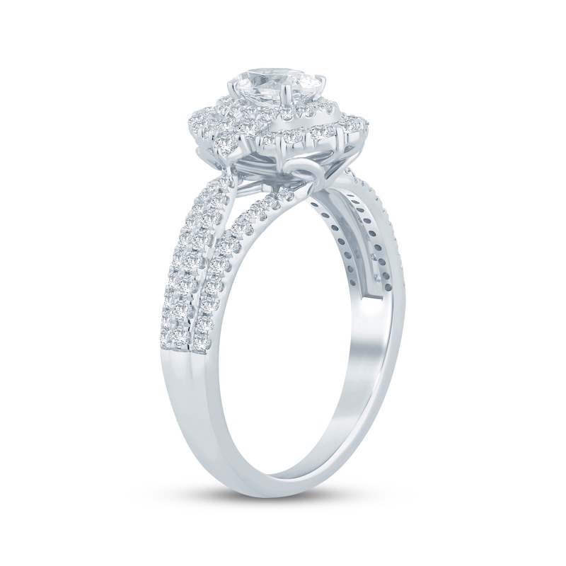 Main Image 2 of Now + Forever Oval-Cut Diamond Double Halo Engagement Ring 1-1/6 ct tw 14K White Gold