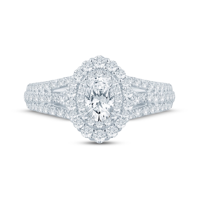 Main Image 3 of Now + Forever Oval-Cut Diamond Double Halo Engagement Ring 1-1/6 ct tw 14K White Gold