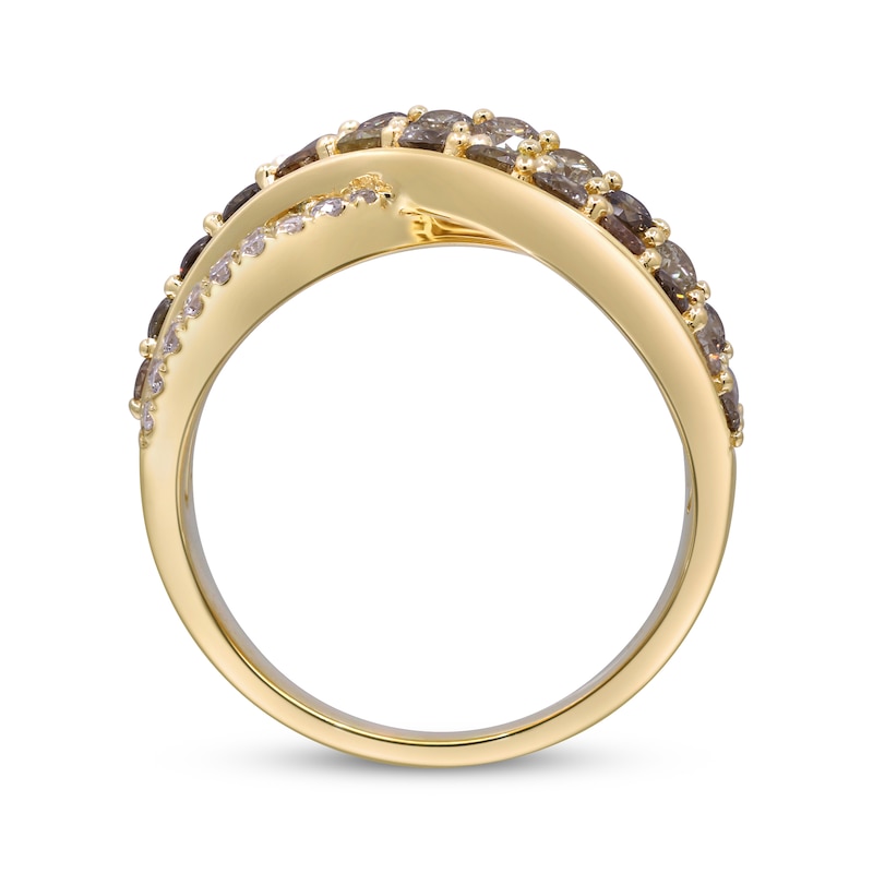 Main Image 2 of Variable Color Diamonds Crossover Ring 2-1/4 ct tw 10K Yellow Gold