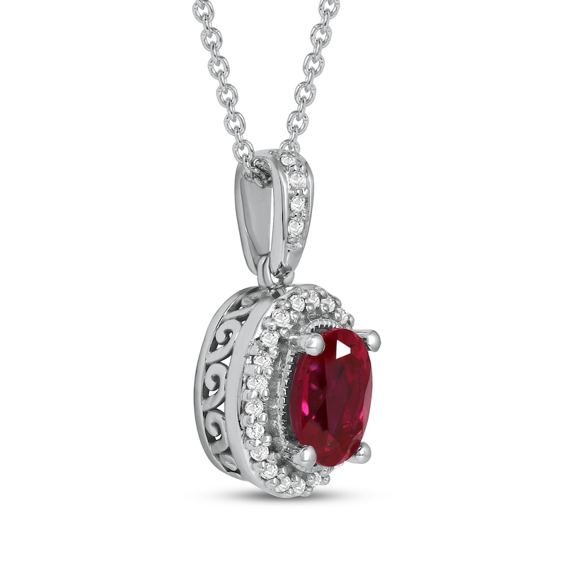 Main Image 2 of Lab-Created Ruby & White Lab-Created Sapphire Necklace Sterling Silver 18&quot;
