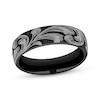 Thumbnail Image 1 of Now & Forever Men's Botanical Pattern Wedding Band Matte Black Titanium 6.5mm