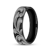 Thumbnail Image 2 of Now & Forever Men's Botanical Pattern Wedding Band Matte Black Titanium 6.5mm