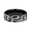 Thumbnail Image 3 of Now & Forever Men's Botanical Pattern Wedding Band Matte Black Titanium 6.5mm