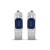 Thumbnail Image 2 of Emerald-Cut Blue Lab-Created Sapphire & White Lab-Created Sapphire Huggie Hoop Earrings Sterling Silver