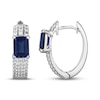 Thumbnail Image 3 of Emerald-Cut Blue Lab-Created Sapphire & White Lab-Created Sapphire Huggie Hoop Earrings Sterling Silver