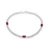 Thumbnail Image 1 of Octagon-Cut Lab-Created Ruby Station Curb Chain Bracelet Sterling Silver 6.75&quot;