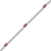 Thumbnail Image 2 of Octagon-Cut Lab-Created Ruby Station Curb Chain Bracelet Sterling Silver 6.75&quot;