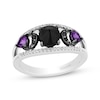 Thumbnail Image 1 of Disney Treasures Hocus Pocus Black Onyx, Amethyst & Diamond Moon Ring 1/6 ct tw Sterling Silver
