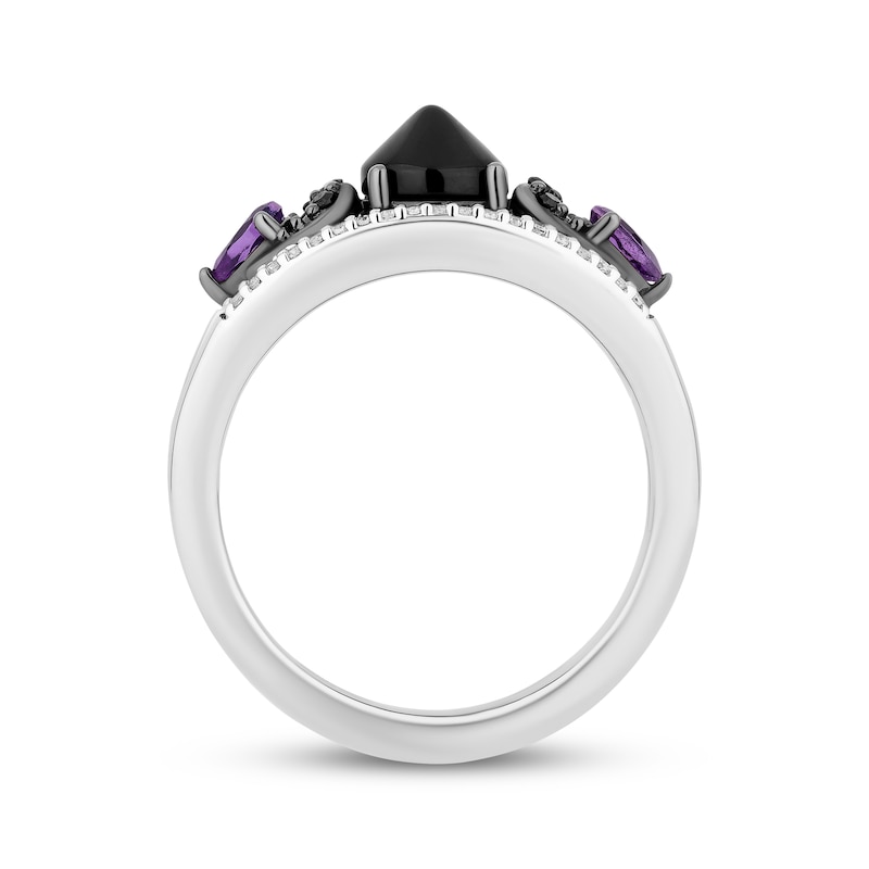 Main Image 3 of Disney Treasures Hocus Pocus Black Onyx, Amethyst & Diamond Moon Ring 1/6 ct tw Sterling Silver