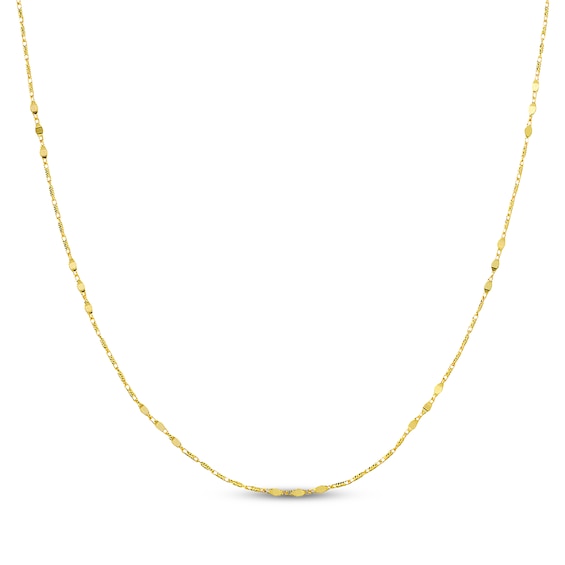 Station Lumacina Chain Necklace Solid 14K Yellow Gold 18"
