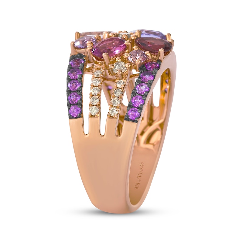 Main Image 3 of Le Vian Pretty in Pink Amethyst, Pink Tourmaline & Morganite Ring 1/5 ct tw Diamonds 14K Strawberry Gold