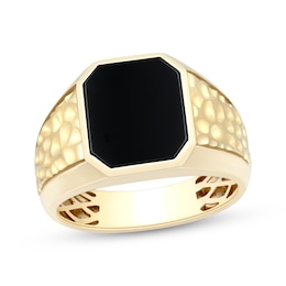 Emerald-Cut Black Onyx Signet Ring 10K Yellow Gold