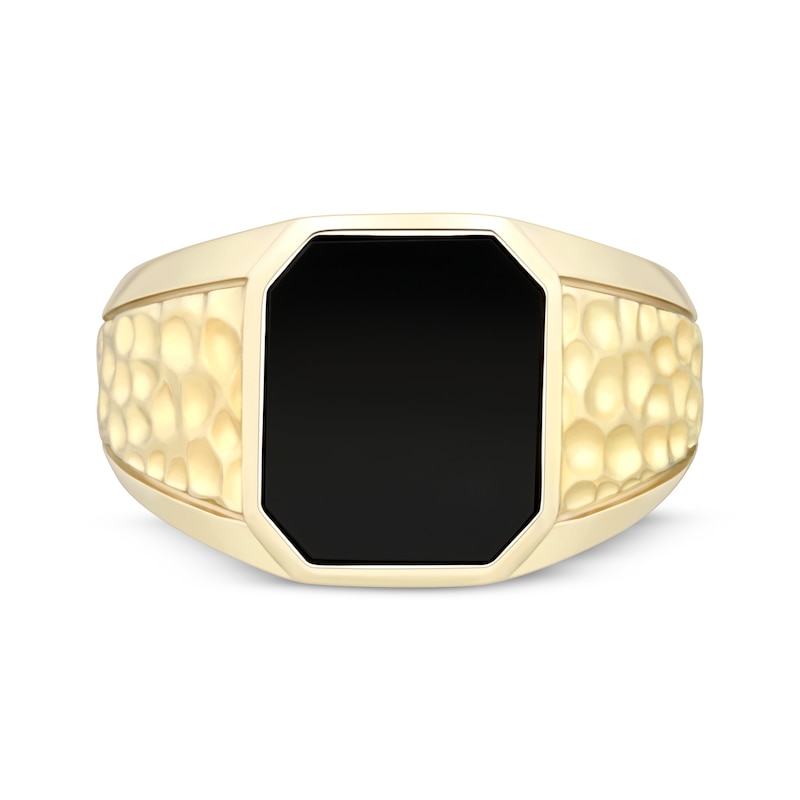 Main Image 3 of Emerald-Cut Black Onyx Signet Ring 10K Yellow Gold