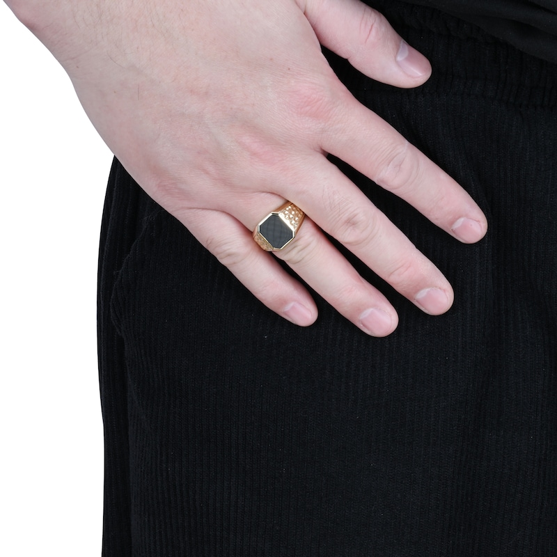 Main Image 4 of Emerald-Cut Black Onyx Signet Ring 10K Yellow Gold