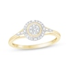 Thumbnail Image 1 of Baguette & Round-Cut Multi-Diamond Halo Promise Ring 1/6 ct tw 10K Yellow Gold