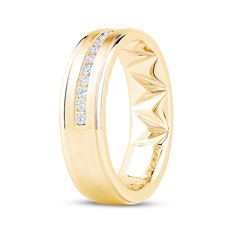 Main Image 2 of Now + Forever Men's Diamond Brushed Finish Wedding Band 1/3 ct tw 10K Yellow Gold