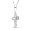 Thumbnail Image 2 of Diamond Halo Cross Necklace 3/8 ct tw 10K White Gold 18"