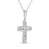 Thumbnail Image 3 of Diamond Halo Cross Necklace 3/8 ct tw 10K White Gold 18"