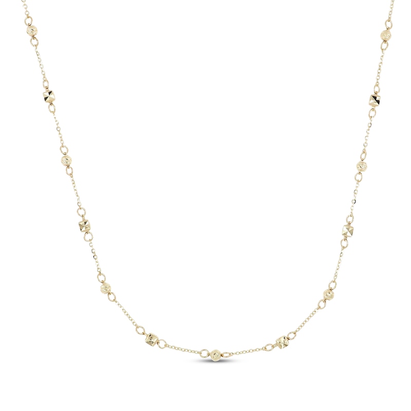 Main Image 1 of Italian Brilliance Diamond-Cut Bead Station Necklace 14K Yellow Gold 18"