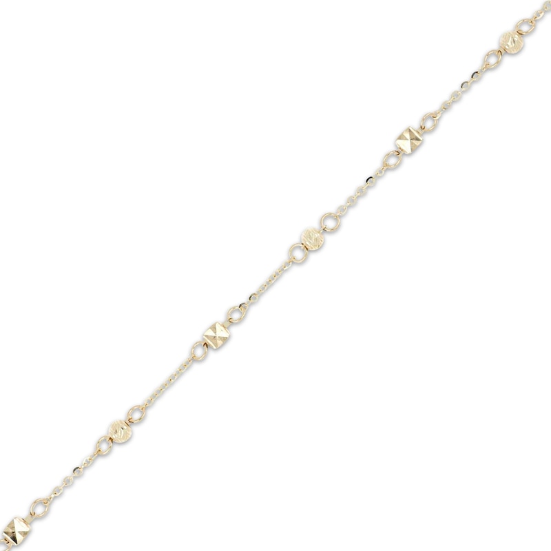 Main Image 3 of Italian Brilliance Diamond-Cut Bead Station Necklace 14K Yellow Gold 18"