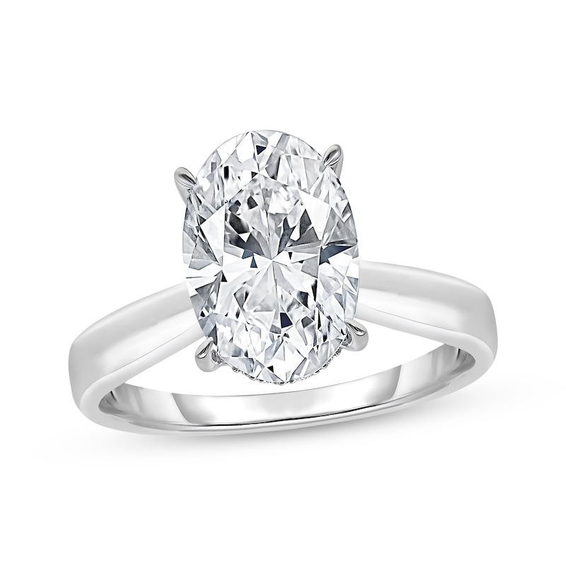 Main Image 1 of Now + Forever Oval-Cut Lab-Grown Diamond Solitaire Plus Engagement Ring 3-1/8 ct tw 14K White Gold (F/VS2)