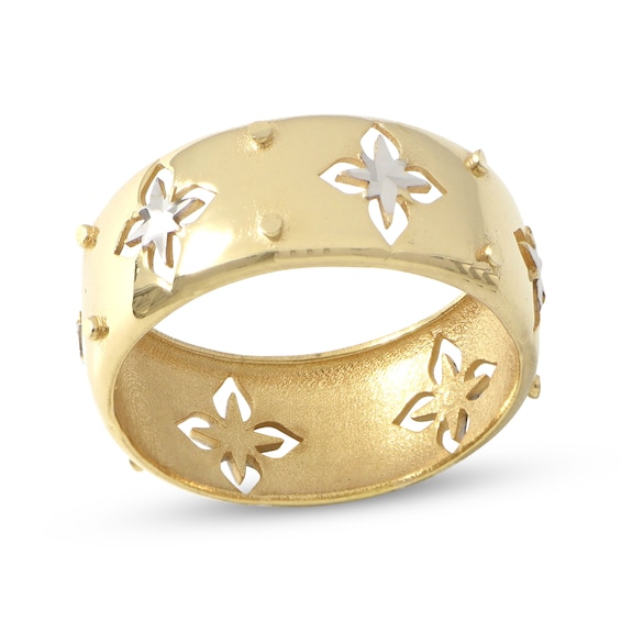 Italian Brilliance Diamond-Cut Clover Cutout Ring 14K Yellow Gold