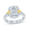 Thumbnail Image 1 of Monique Lhuillier Bliss Radiant-Cut White & Yellow Lab-Grown Diamond Engagement Ring 3-1/5 ct tw 18K White Gold