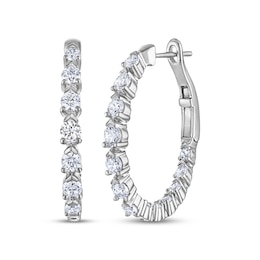 THE LEO Diamond Inside-Out Hoop Earrings 1 ct tw 14K White Gold