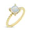Thumbnail Image 2 of Cushion-Cut Lab-Created Opal & Diamond Accent Ring 10K Yellow Gold