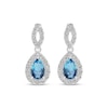 Thumbnail Image 2 of Pear-Shaped Swiss Blue Topaz & White Lab-Created Sapphire Dangle Earrings Sterling Silver