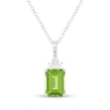 Thumbnail Image 1 of Emerald-Cut Peridot & White Lab-Created Sapphire Necklace Sterling Silver 18"