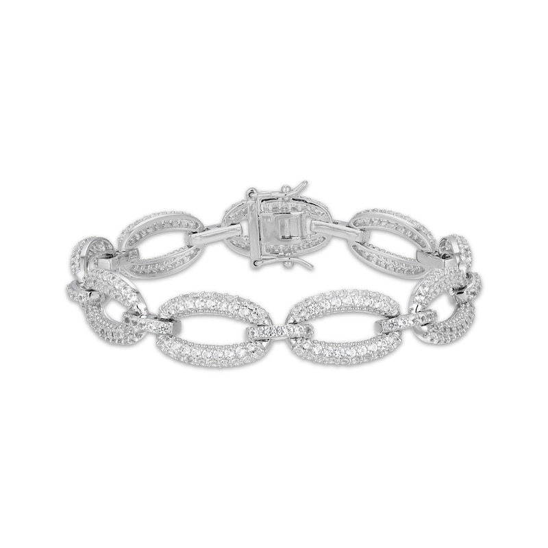 Main Image 1 of STUDIO BY KAY White Lab-Created Sapphire Oval Link Bracelet Sterling Silver 7.25"
