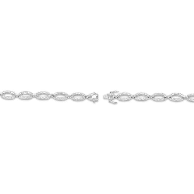 Main Image 3 of STUDIO BY KAY White Lab-Created Sapphire Oval Link Bracelet Sterling Silver 7.25"