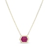 Thumbnail Image 3 of Hexagon-Cut Lab-Created Ruby Necklace 10K Yellow Gold 18"