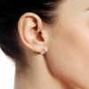 Thumbnail Image 3 of Square-Cut Lab-Created Ruby & White Lab-Created Sapphire Hoop Earrings 10K Yellow Gold