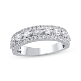 Now + Forever Lab-Grown Diamonds Marquise, Princess & Round-Cut Anniversary Ring 1-1/4 ct tw 14K White Gold