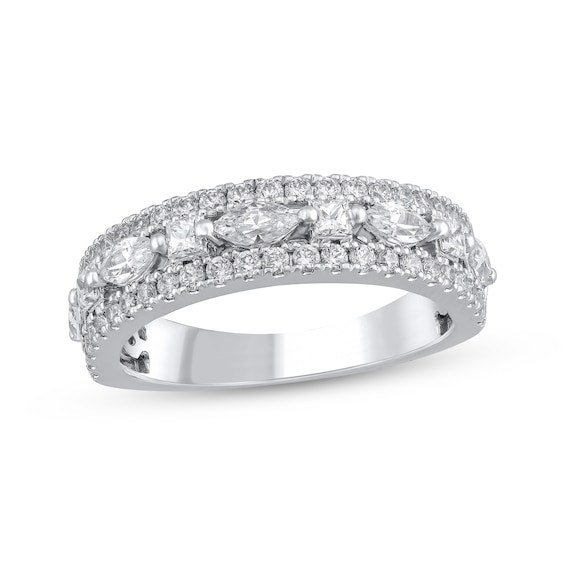 Now + Forever Lab-Grown Diamonds Marquise, Princess & Round-Cut Anniversary Ring 1-1/4 ct tw 14K White Gold