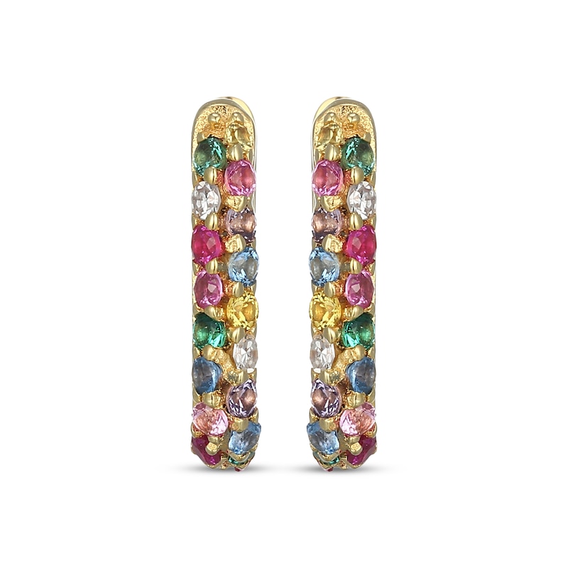 Main Image 2 of KAY x Rocksbox Multi Lab-Created Gemstone & Lab-Grown Diamond Hoop Earrings 1/20 ct tw 24K Yellow Gold Vermeil Sterling Silver