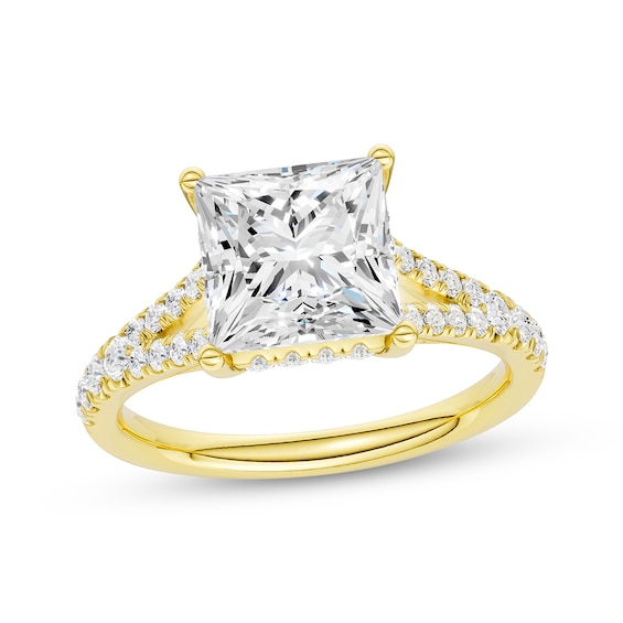 KAY Signature Collection Princess-Cut Lab-Grown Diamond Hidden Halo Engagement Ring 3-1/2 ct tw 14K Yellow Gold