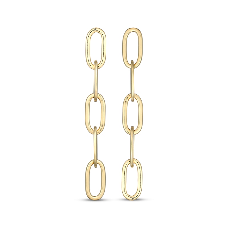 Main Image 2 of Paperclip Link Drop Earrings 24K Yellow Gold Vermeil Sterling Silver